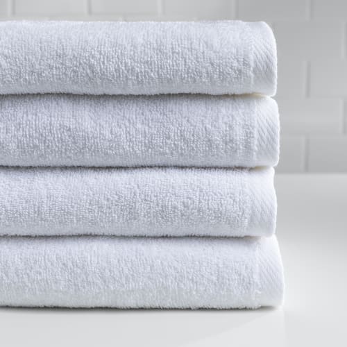 Bath Towel, Full Terry with Twill Hem, 100% Cotton, 27x54, 12.5 lb/dz, White